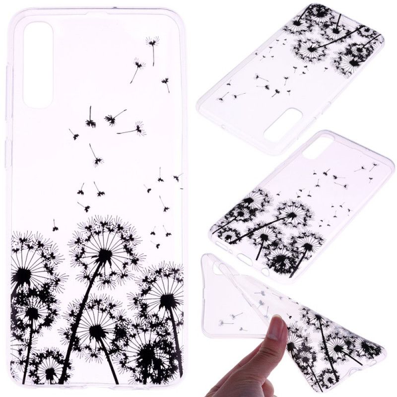 Coque Samsung Galaxy A70 Transparente Pissenlits Noirs