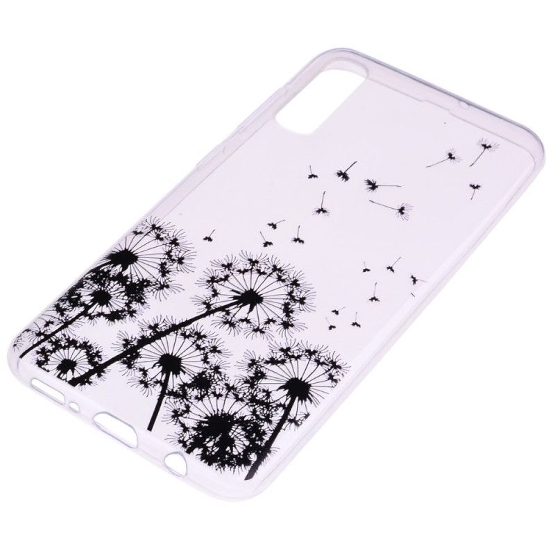 Coque Samsung Galaxy A70 Transparente Pissenlits Noirs