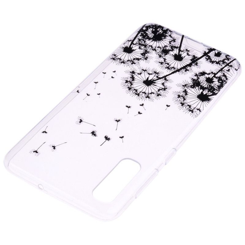 Coque Samsung Galaxy A70 Transparente Pissenlits Noirs