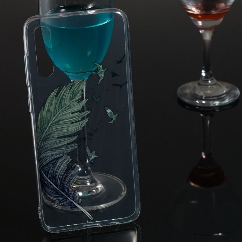 Coque Samsung Galaxy A70 Transparente Plume Colorée