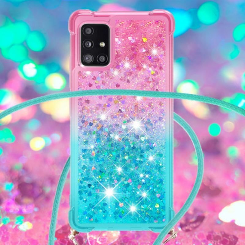 Coque Samsung Galaxy A71 5G Silicone Paillettes et Cordon