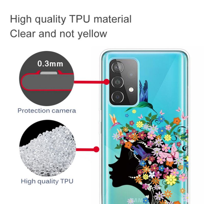 Coque Samsung Galaxy A72 4g / A72 5g Jolie Tête Fleurie