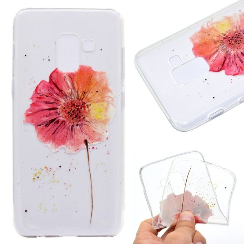 Coque Samsung Galaxy A8 2018 Transparente Coquelicot Aquarelle