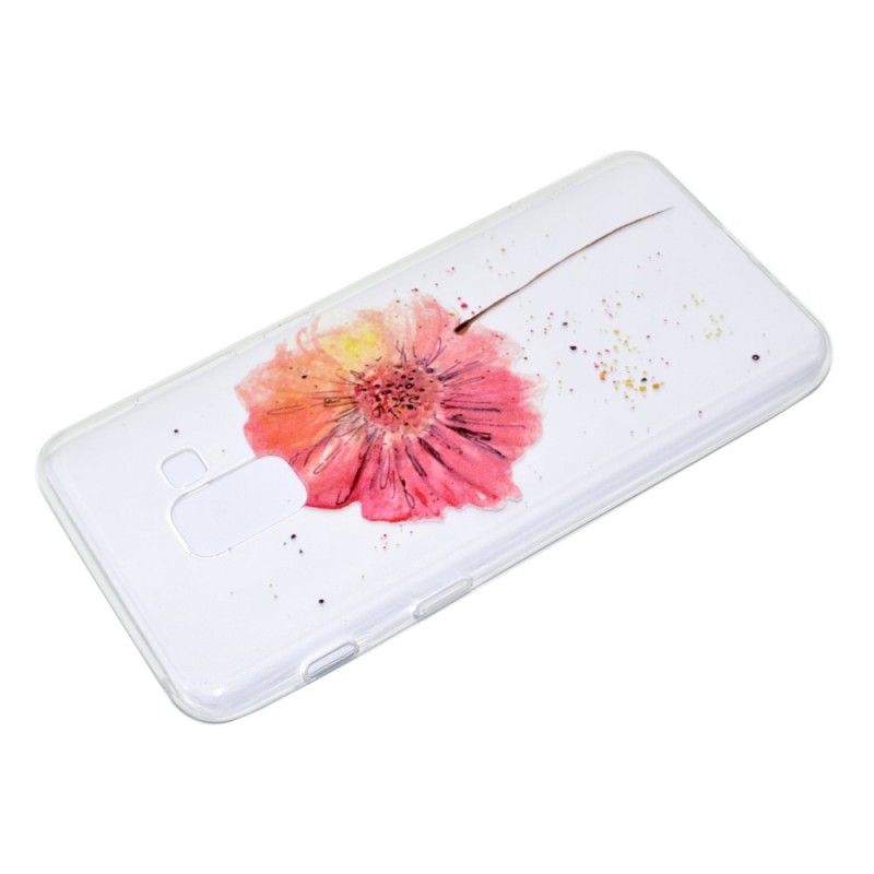 Coque Samsung Galaxy A8 2018 Transparente Coquelicot Aquarelle