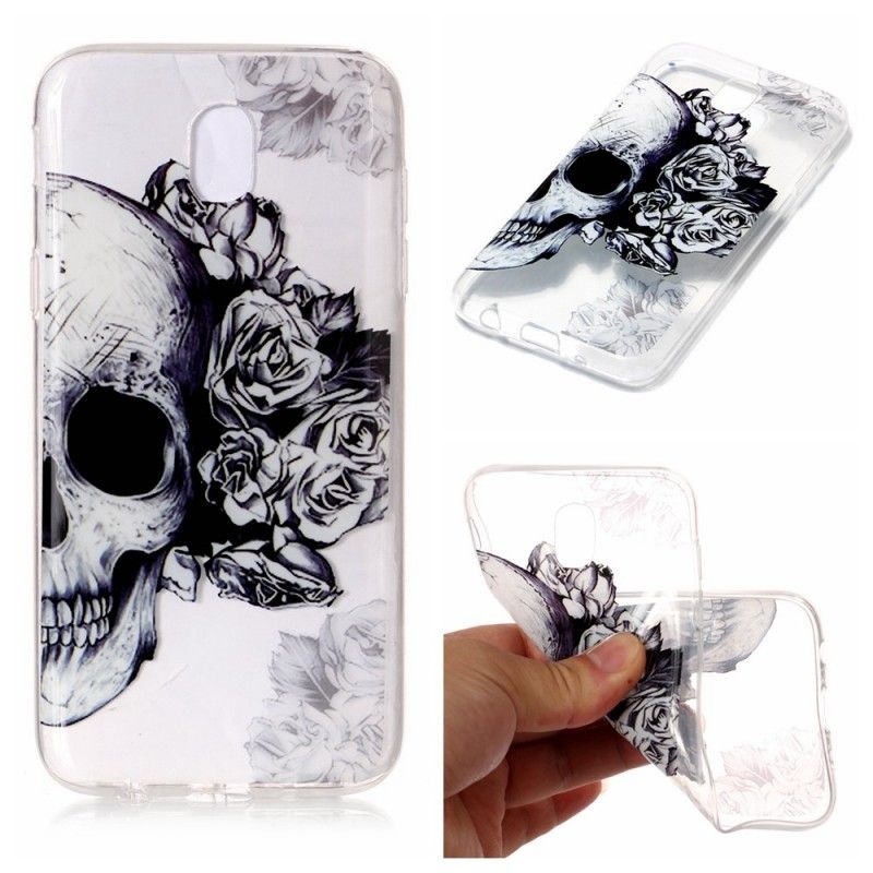 Coque Samsung Galaxy J3 2017 Transparente Tête De Mort Fleurie