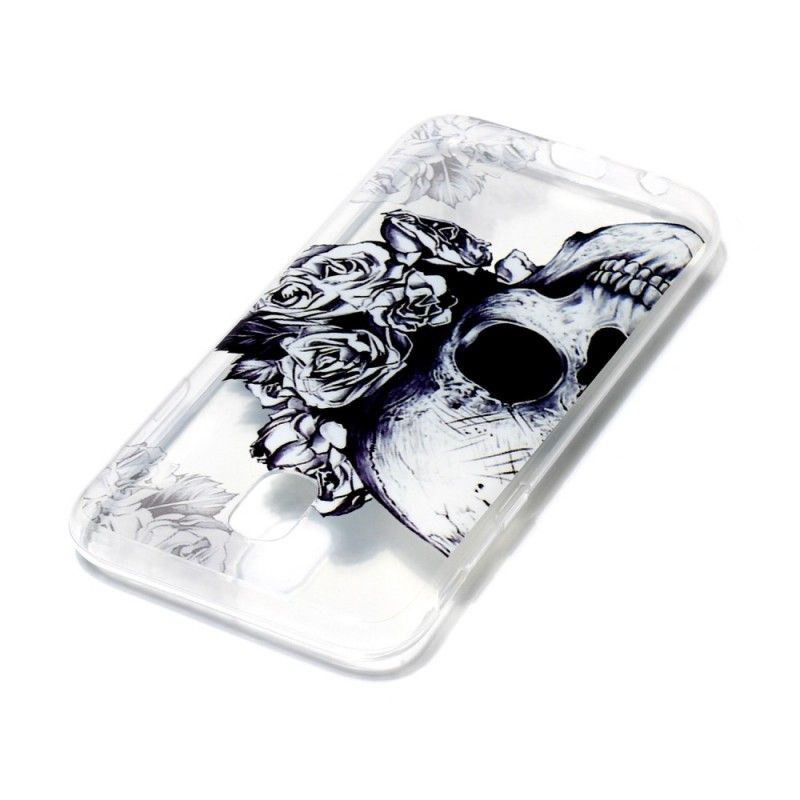 Coque Samsung Galaxy J3 2017 Transparente Tête De Mort Fleurie