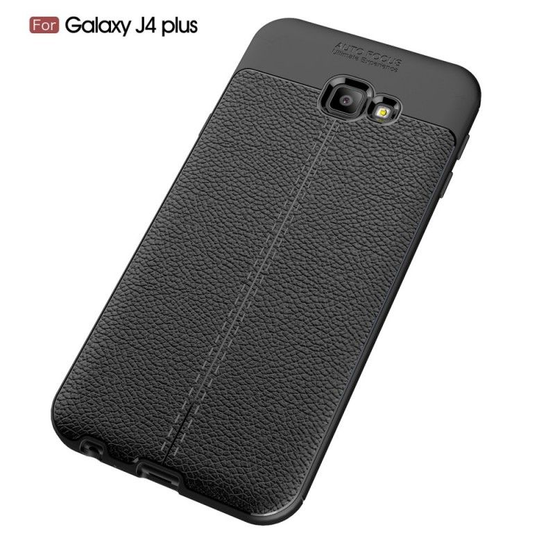 Coque Samsung Galaxy J4 Plus Effet Cuir Litchi Double Line