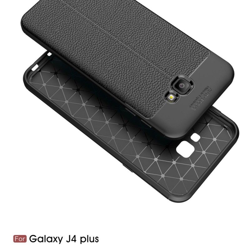 Coque Samsung Galaxy J4 Plus Effet Cuir Litchi Double Line