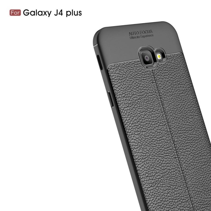 Coque Samsung Galaxy J4 Plus Effet Cuir Litchi Double Line