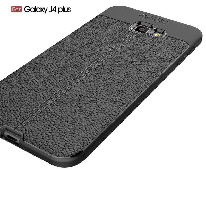 Coque Samsung Galaxy J4 Plus Effet Cuir Litchi Double Line