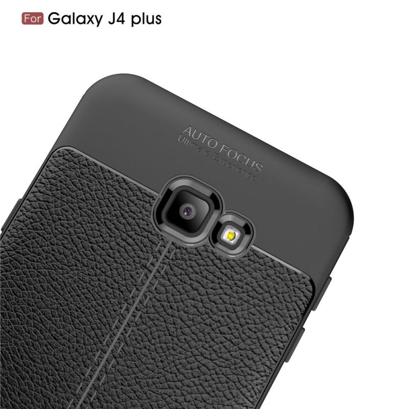 Coque Samsung Galaxy J4 Plus Effet Cuir Litchi Double Line