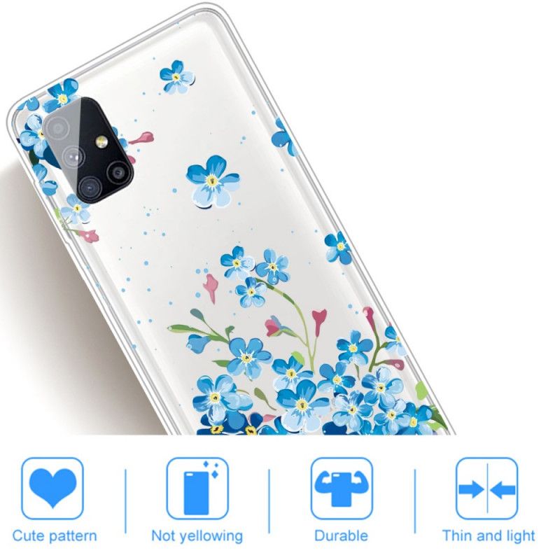 Coque Samsung Galaxy M51 Fleurs Bleues