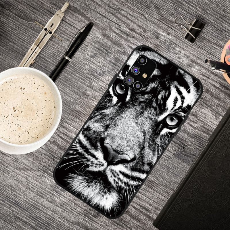 Coque Samsung Galaxy M51 Tigre Noir Et Blanc