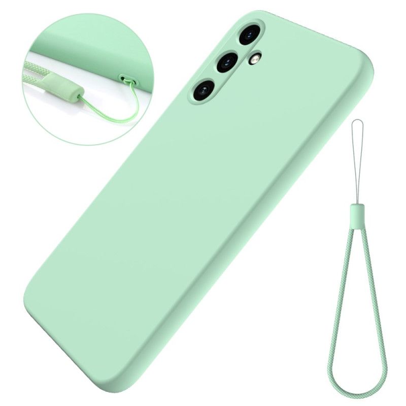 Coque Samsung Galaxy M55 5G Silicone Liquide à Lanière