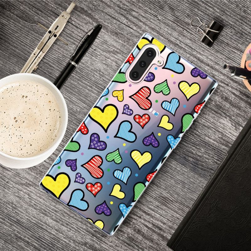 Coque Samsung Galaxy Note 10 Coeurs Multicolores