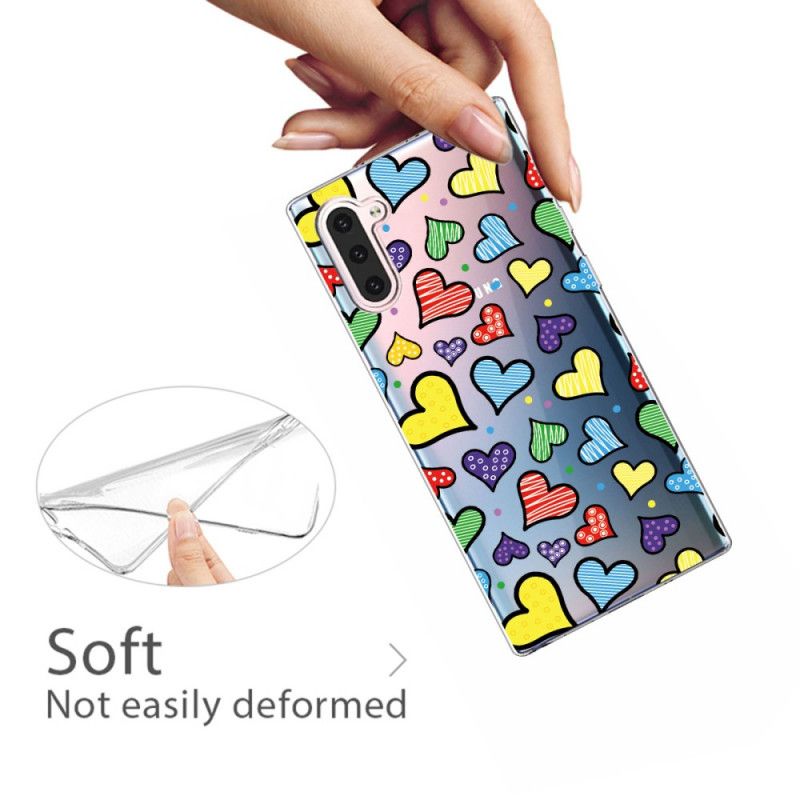 Coque Samsung Galaxy Note 10 Coeurs Multicolores