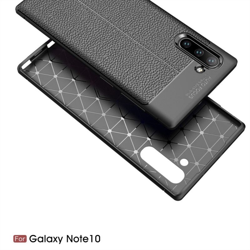 Coque Samsung Galaxy Note 10 Effet Cuir Litchi Double Line