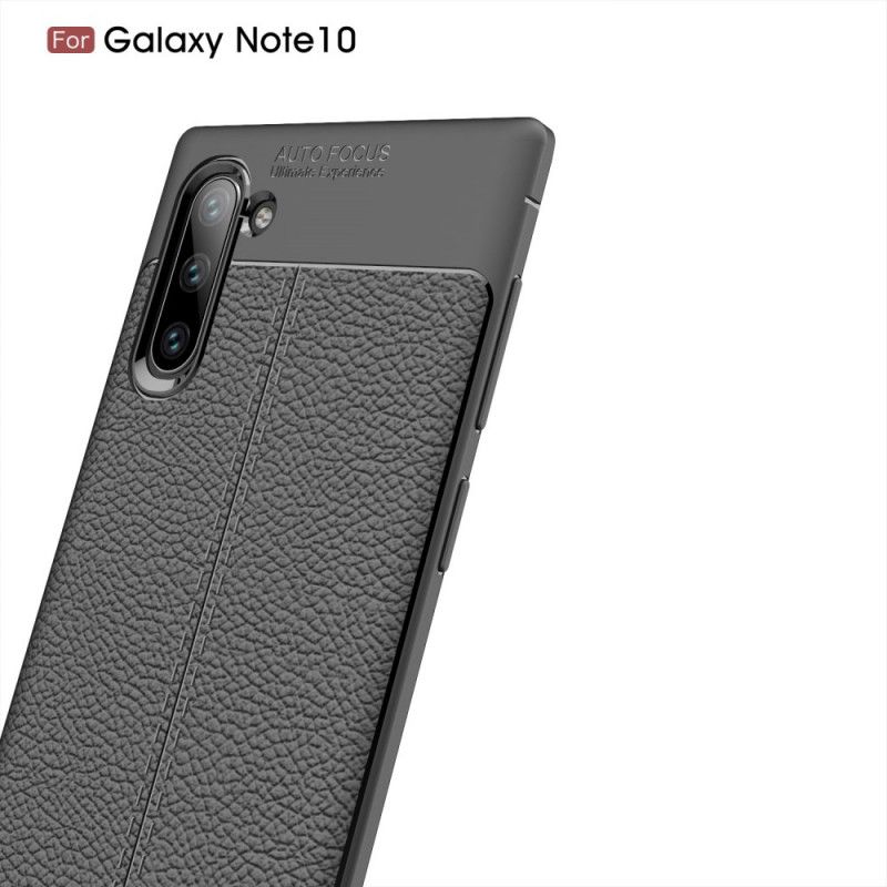 Coque Samsung Galaxy Note 10 Effet Cuir Litchi Double Line