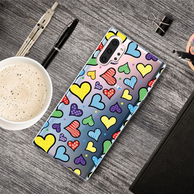 Coque Samsung Galaxy Note 10 Plus Coeurs Multicolors