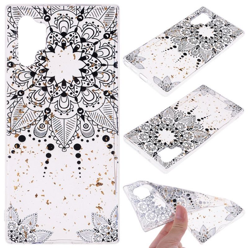 Coque Samsung Galaxy Note 10 Plus Fleur Noire Dentelle Et Paillettes