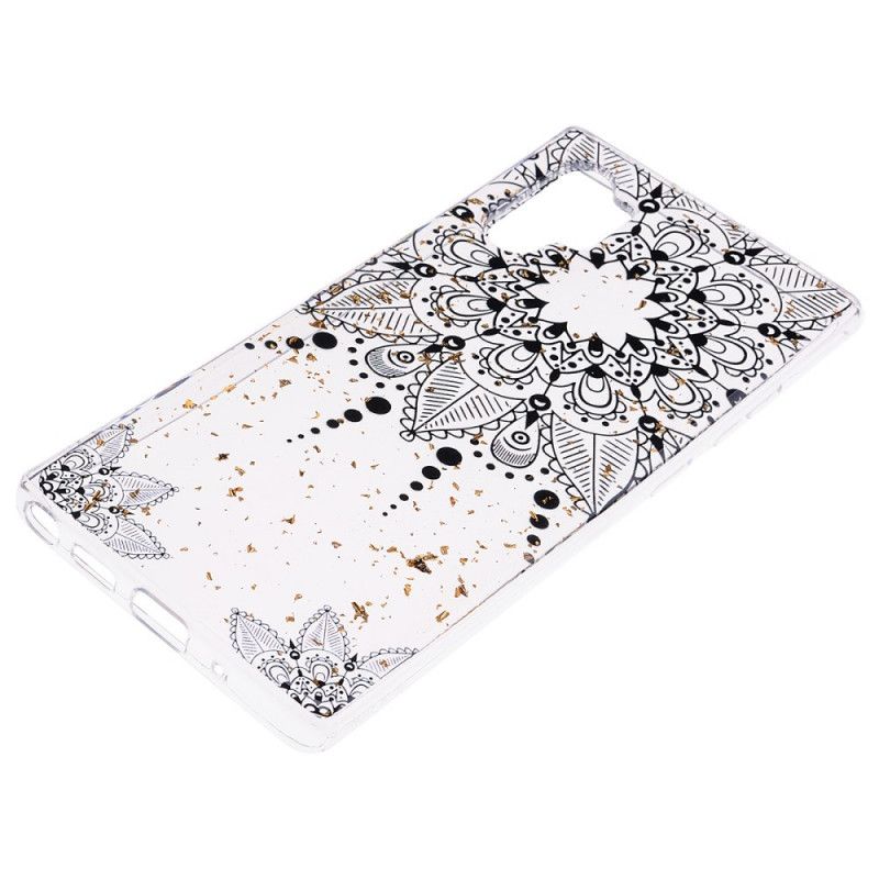 Coque Samsung Galaxy Note 10 Plus Fleur Noire Dentelle Et Paillettes