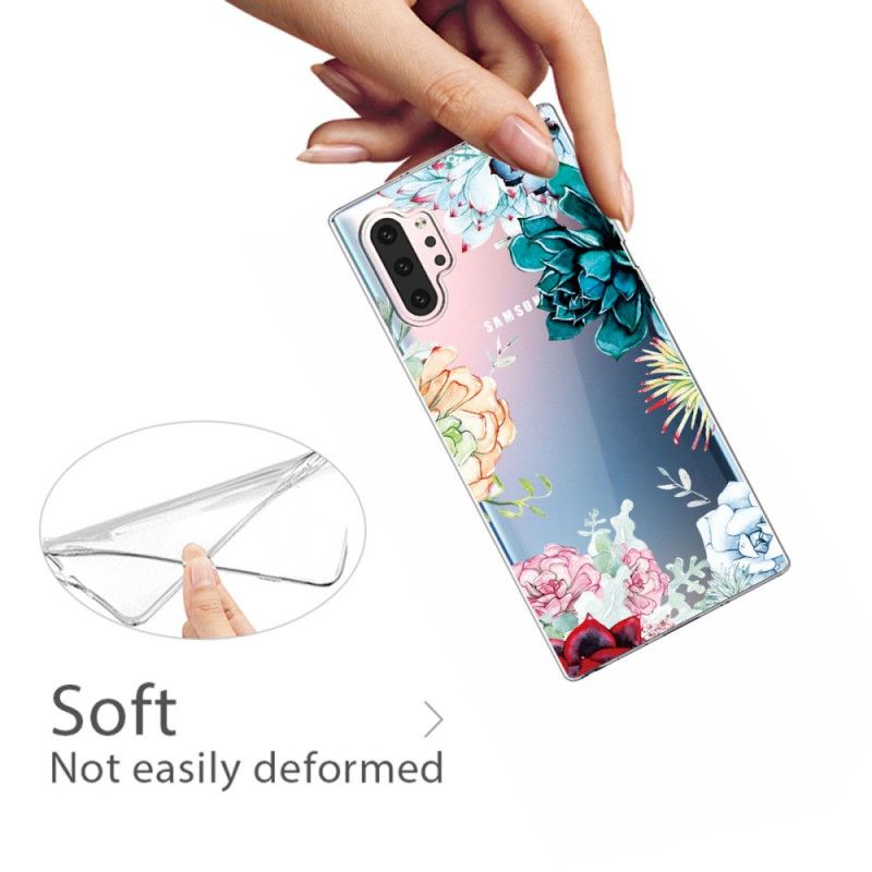 Coque Samsung Galaxy Note 10 Plus Transparente Fleurs Aquarelle