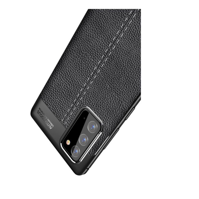 Coque Samsung Galaxy Note 20 Effet Cuir Litchi Double Line