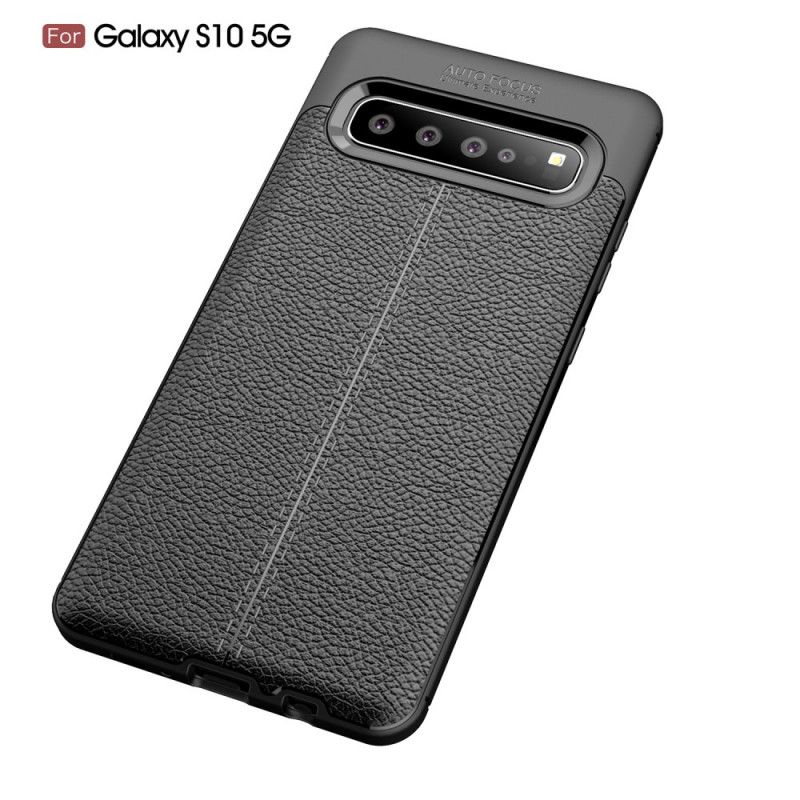 Coque Samsung Galaxy S10 5g Effet Cuir Litchi Double Line