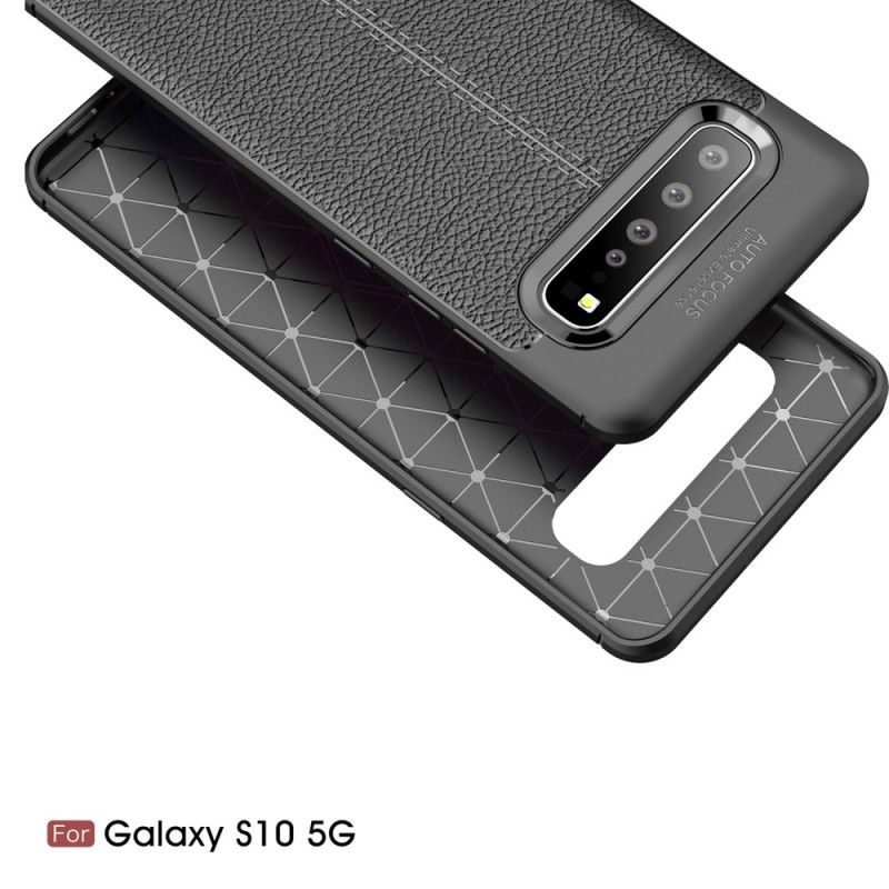 Coque Samsung Galaxy S10 5g Effet Cuir Litchi Double Line