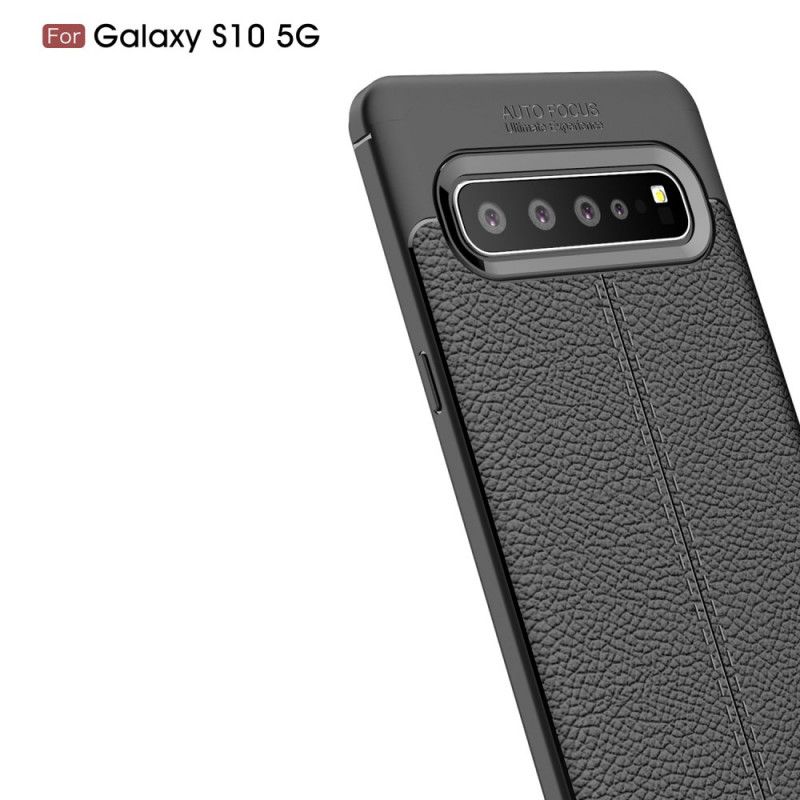 Coque Samsung Galaxy S10 5g Effet Cuir Litchi Double Line