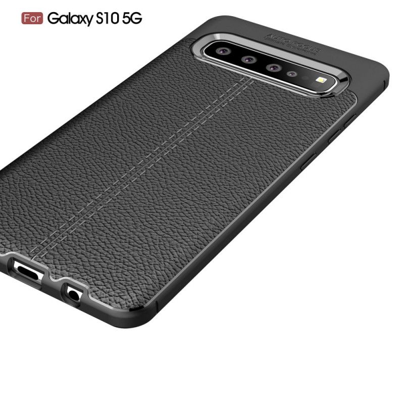 Coque Samsung Galaxy S10 5g Effet Cuir Litchi Double Line