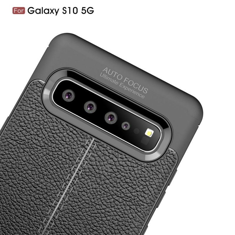 Coque Samsung Galaxy S10 5g Effet Cuir Litchi Double Line