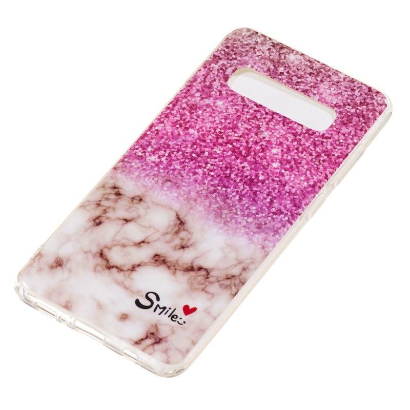 Coque Samsung Galaxy S10 Plus Marbre Paillettes Et Smile