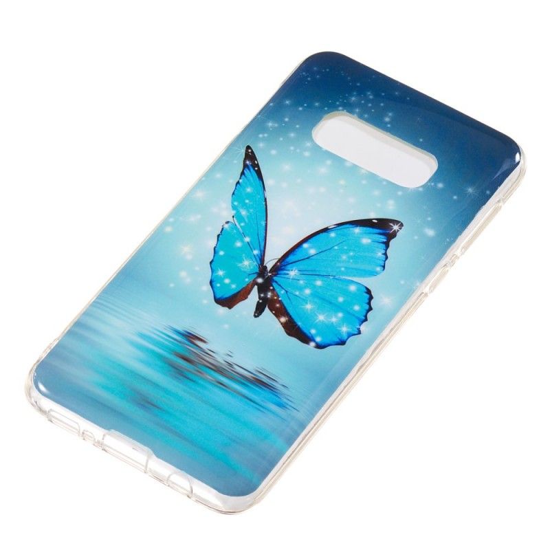 Coque Samsung Galaxy S10e Papillon Bleu Fluorescente