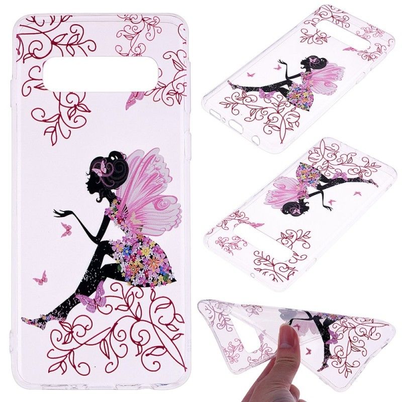 Coque Samsung Galaxy S10e Transparente Fée Fleurie