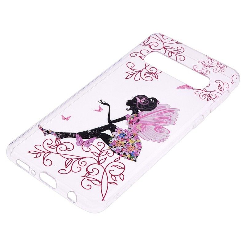 Coque Samsung Galaxy S10e Transparente Fée Fleurie