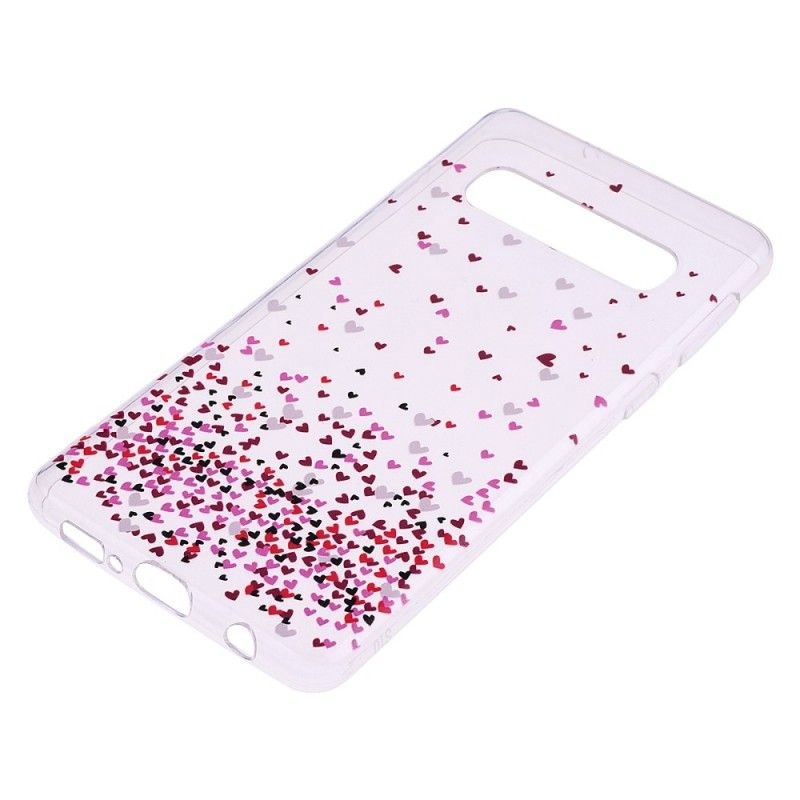 Coque Samsung Galaxy S10e Transparente Multiples Coeurs Rouges