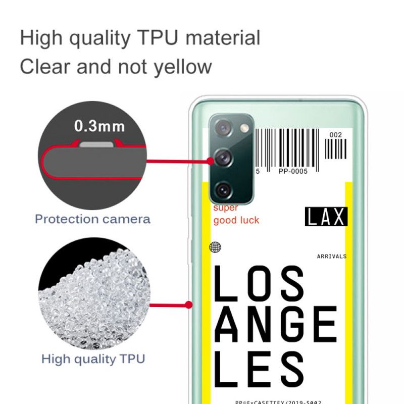 Coque Samsung Galaxy S20 Fe Boarding Pass To Los Angeles