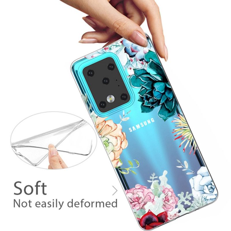 Coque Samsung Galaxy S20 Ultra Transparente Fleurs Aquarelle