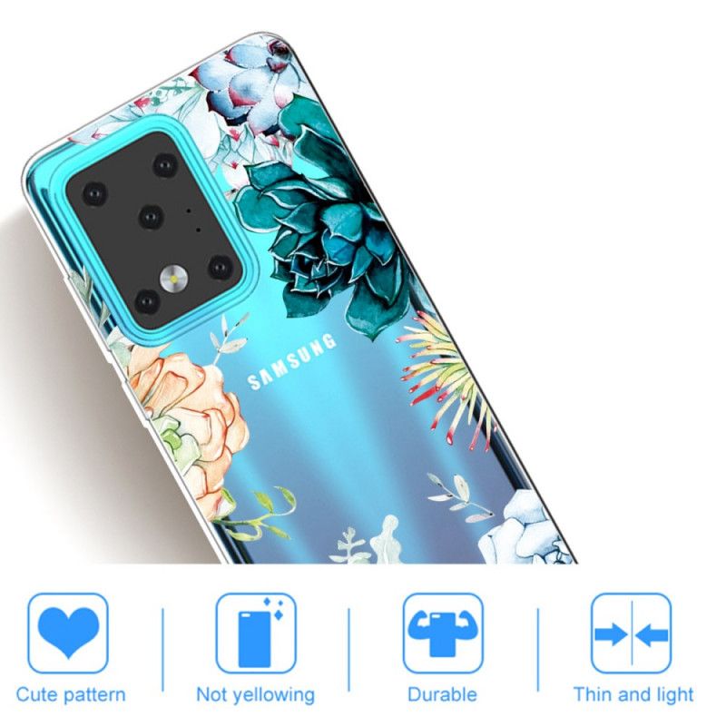 Coque Samsung Galaxy S20 Ultra Transparente Fleurs Aquarelle