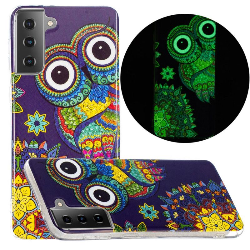 Coque Samsung Galaxy S21 5g Hibou Mandala Fluorescente