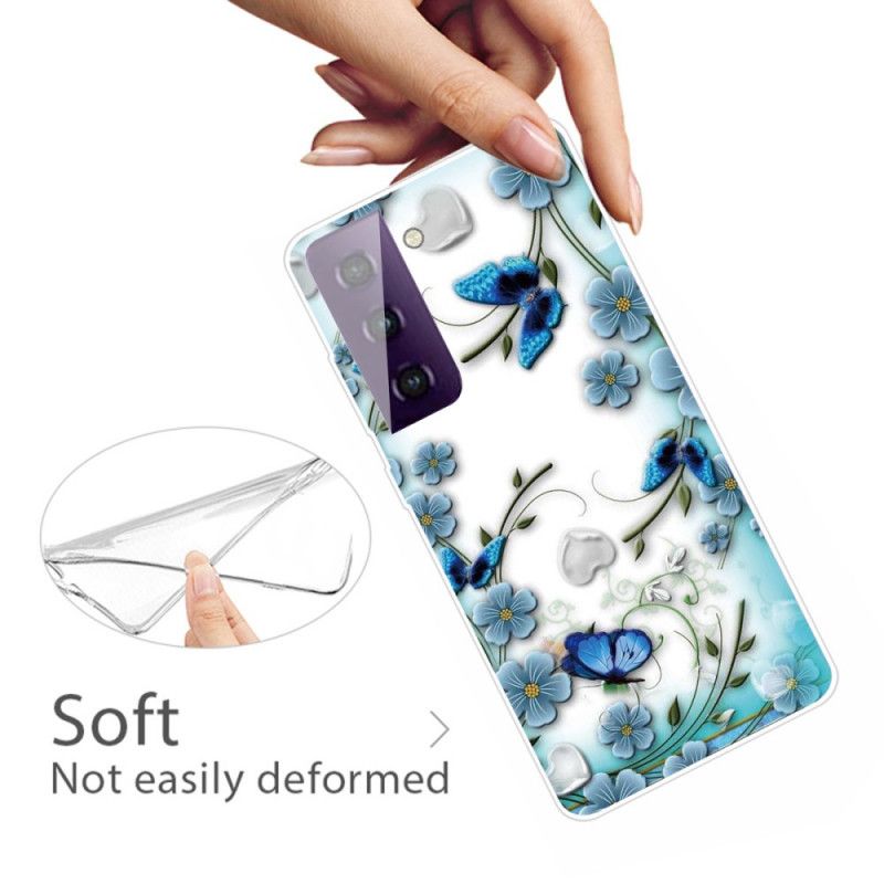 Coque Samsung Galaxy S21 5g Papillons Et Fleurs Rétros