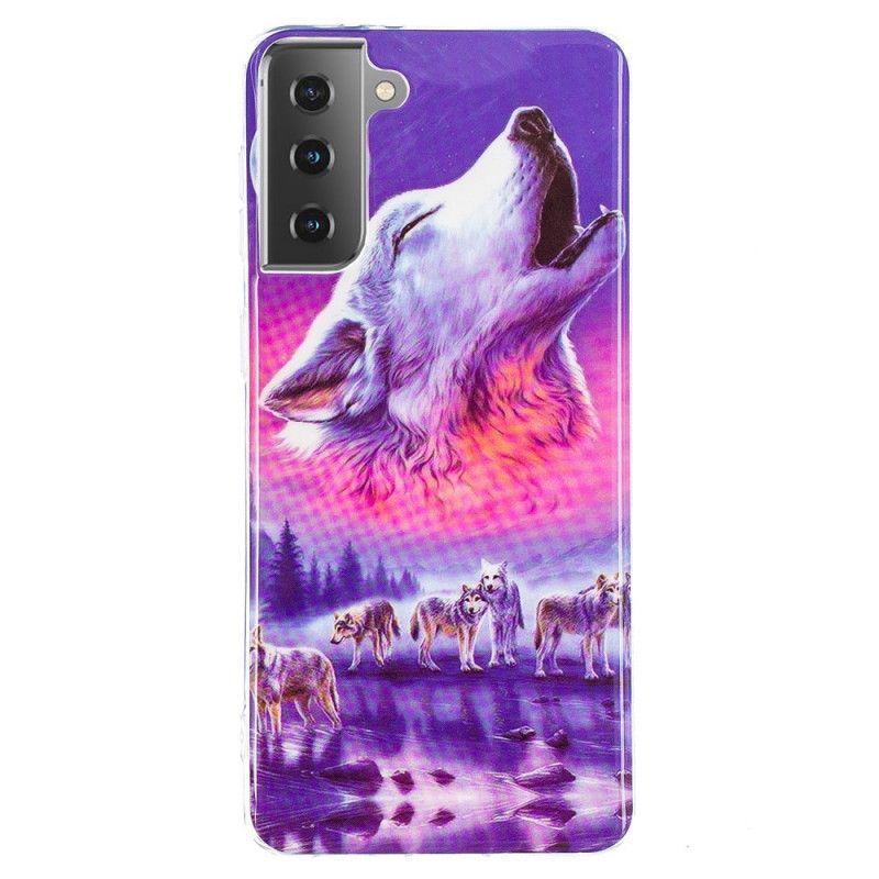 Coque Samsung Galaxy S21 5g Série Loup Fluorescente