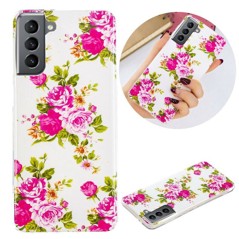 Coque Samsung Galaxy S21 FE Fleurs Liberty Fluorescente