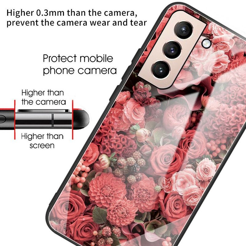 Coque Samsung Galaxy S21 FE Verre Trempé Fleurs Roses