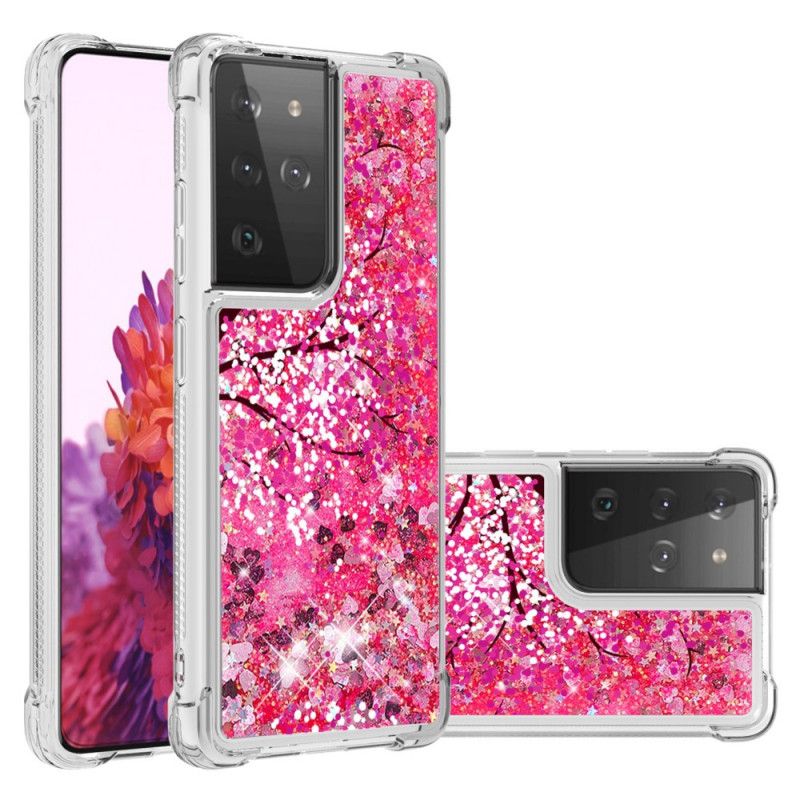 Coque Samsung Galaxy S21 Ultra 5g Arbre Paillettes