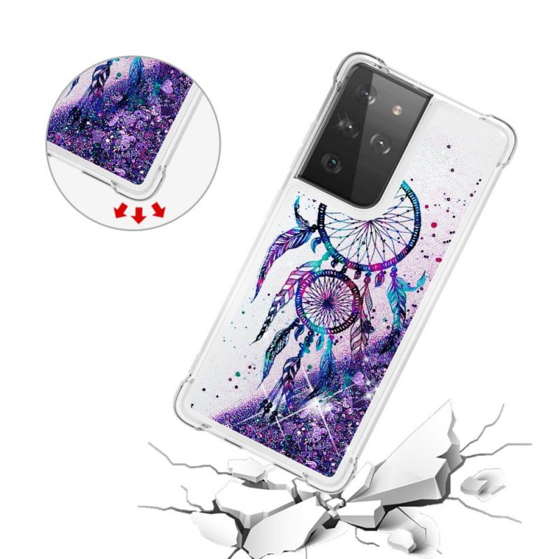 Coque Samsung Galaxy S21 Ultra 5g Attrape Rêves Paillettes