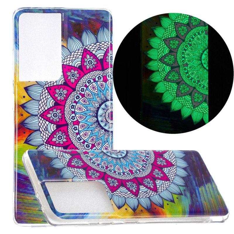 Coque Samsung Galaxy S21 Ultra 5g Mandala Coloré Fluorescente