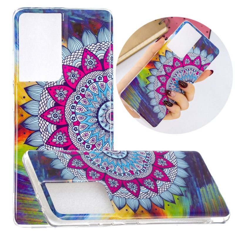 Coque Samsung Galaxy S21 Ultra 5g Mandala Coloré Fluorescente