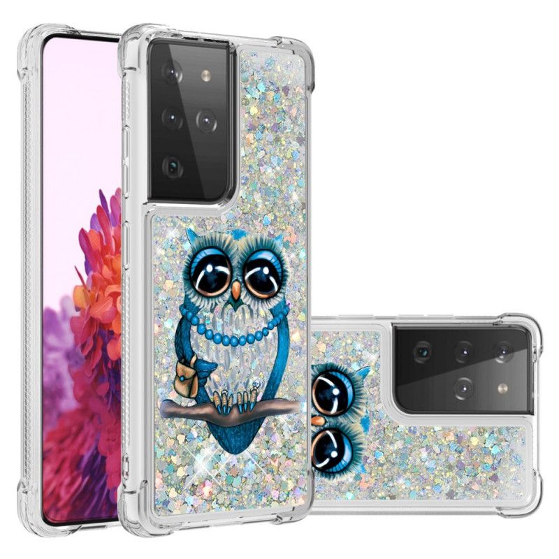 Coque Samsung Galaxy S21 Ultra 5g Miss Hibou Paillettes